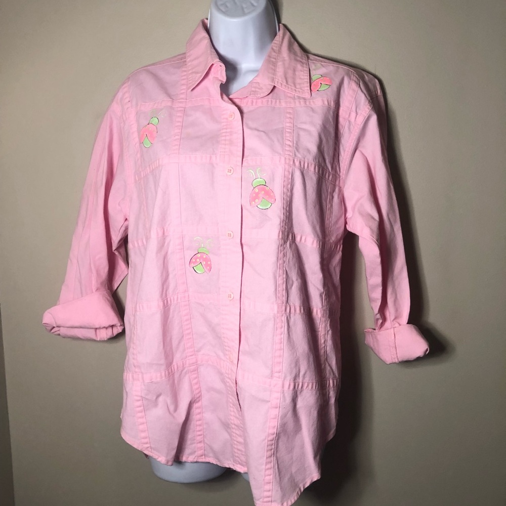 Vintage Painted Lady Bug Blouse